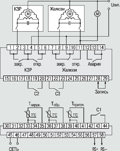 Общая схема подключения ТРМ33