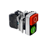 MTB4-BL8425. Кнопка двойная выступающая, красная/зеленая, маркировка "I+O", 1NO+1NC, IP65, металл