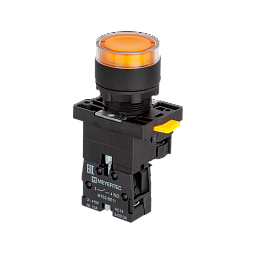 MTB2-EW35613. Кнопка желтая с подсветкой, 1NO, 220V AC/DC, IP54, пластик