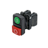 MTB5-AL8425. Кнопка двойная выступающая, красная/зеленая, маркировка "I+O", 1NO+1NC, IP65, пластик