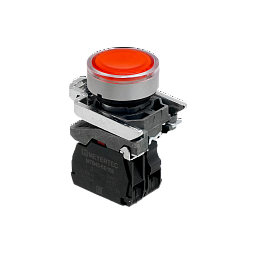 MTB4-BW34721. Кнопка красная с подсветкой, 1NС, 24V AC/DC, IP65, металл