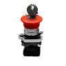 MTB4-BS142. Кнопка грибовидная аварийной остановки с ключом, красная, 40 мм, возврат поворотом с фиксацией, 1NC, IP65, металл