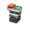 MTB4-BW84751. Кнопка двойная выступающая с подсветкой, красная/зеленая, маркировка "I+O", 1NO+1NC, 24V AC/DC, IP65, металл