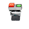 MTB4-BW84753. Кнопка двойная выступающая с подсветкой, красная/зеленая, маркировка "I+O", 1NO+1NC, 220V AC/DC, IP65, металл