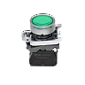 MTB4-BW33713. Кнопка зеленая с подсветкой, 1NO, 220V AC/DC, IP65, металл