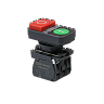 MTB5-AW84751. Кнопка двойная выступающая с подсветкой, красная/зеленая, маркировка "I+O", 1NO+1NC, 24V AC/DC, IP65, пластик