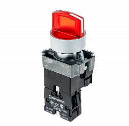 MTB2-BK3463. Переключатель с подсветкой, с фиксацией, 220V AC/DC, красный, 3 положения, 1NC