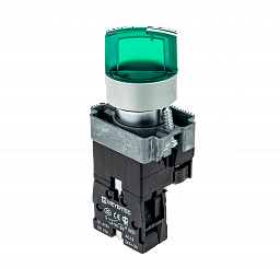 MTB2-BK3361. Переключатель с подсветкой, с фиксацией, 24V AC/DC, зеленый, 3 положения, 1NO