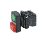 MTB5-AW84751. Кнопка двойная выступающая с подсветкой, красная/зеленая, маркировка "I+O", 1NO+1NC, 24V AC/DC, IP65, пластик