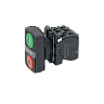 MTB5-AW83751. Кнопка двойная плоская с подсветкой, красная/зеленая, маркировка "I+O", 1NO+1NC, 24V AC/DC, IP65, пластик