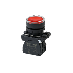MTB5-AW34723. Кнопка красная с подсветкой, 1NС, 220V AC/DC, IP65, пластик