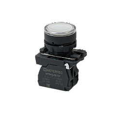 MTB5-AW31713. Кнопка белая с подсветкой, 1NO, 220V AC/DC, IP65, пластик