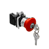 MTB4-BS142. Кнопка грибовидная аварийной остановки с ключом, красная, 40 мм, возврат поворотом с фиксацией, 1NC, IP65, металл