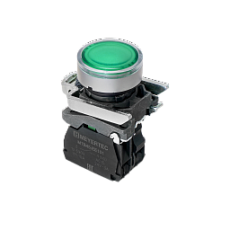 MTB4-BW33711. Кнопка зеленая с подсветкой, 1NO, 24V AC/DC, IP65, металл