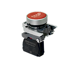 MTB4-BA41622. Кнопка плоская красная, маркировка "STOP", 1NС, IP65, металл