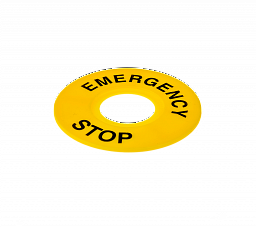 КОМПЛЕКТ ТАБЛИЧЕК MTB2-F07 (2 ШТ.). Табличка "Emergency Stop" для кнопки, d22 мм, размер 60 мм, желтый (2 шт. в комплекте)