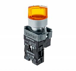 MTB2-BK2563. Переключатель с подсветкой, с фиксацией, 220V AC/DC, желтый, 2 положения, 1NO
